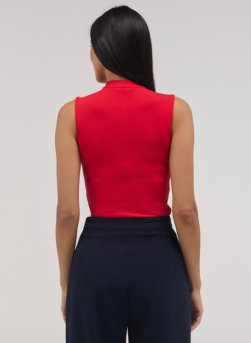 Rib Skinny Top - Red